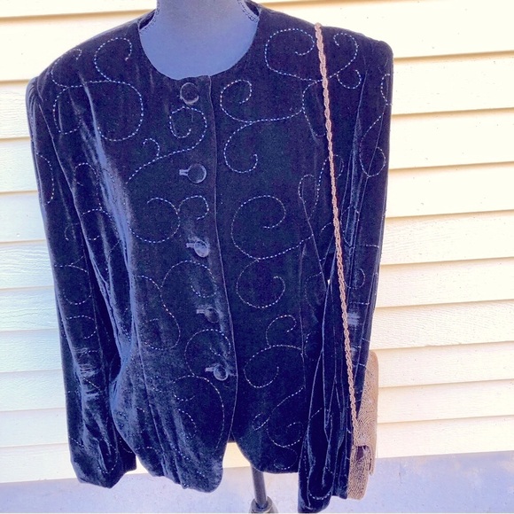 JNY Blk Velvet Evening Jacket Size 16 - Picture 9 of 9